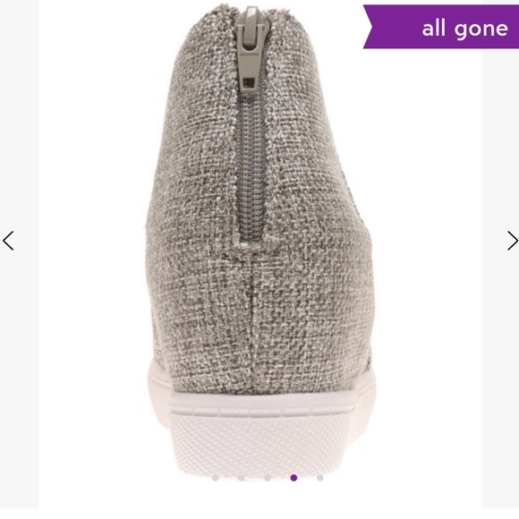 Gray Hide Cut-Out Zip Wedge Sneaker - Women - Picture 3 of 5